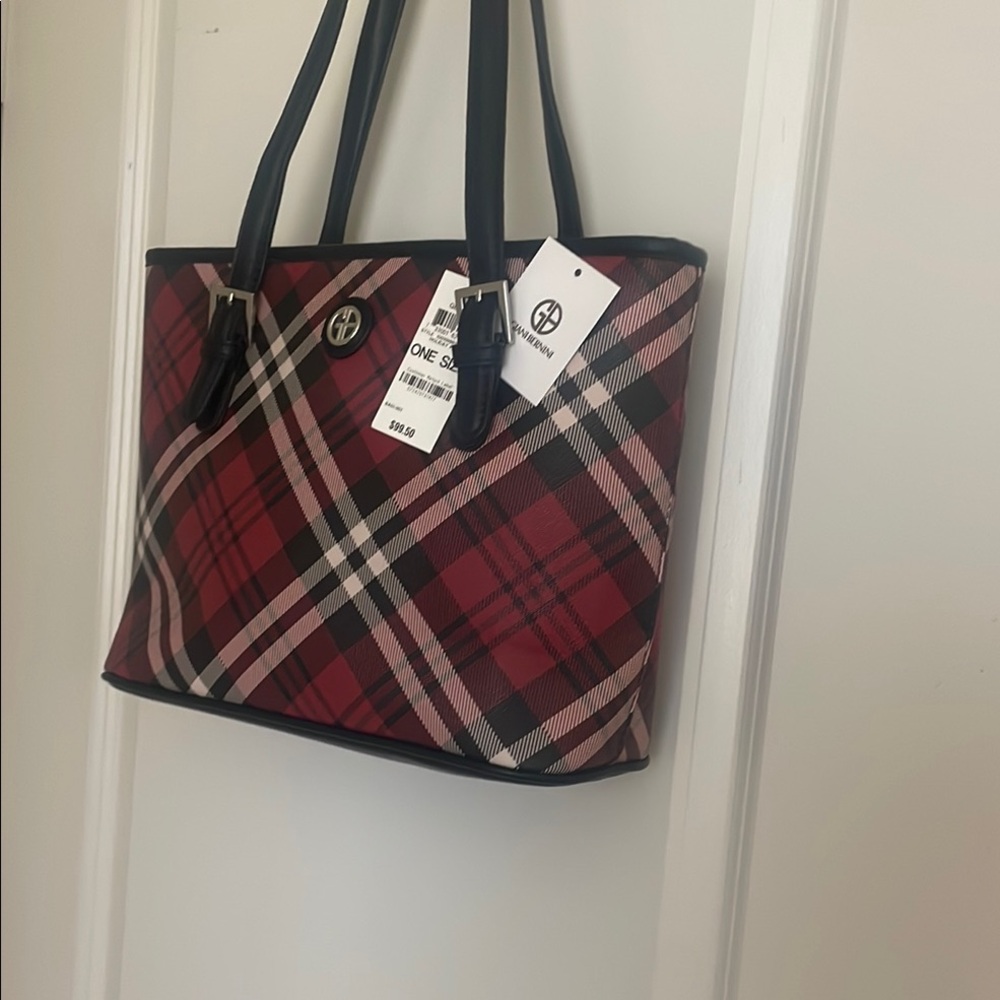 Giani Bernini Red and Black Plaid Tote Bag